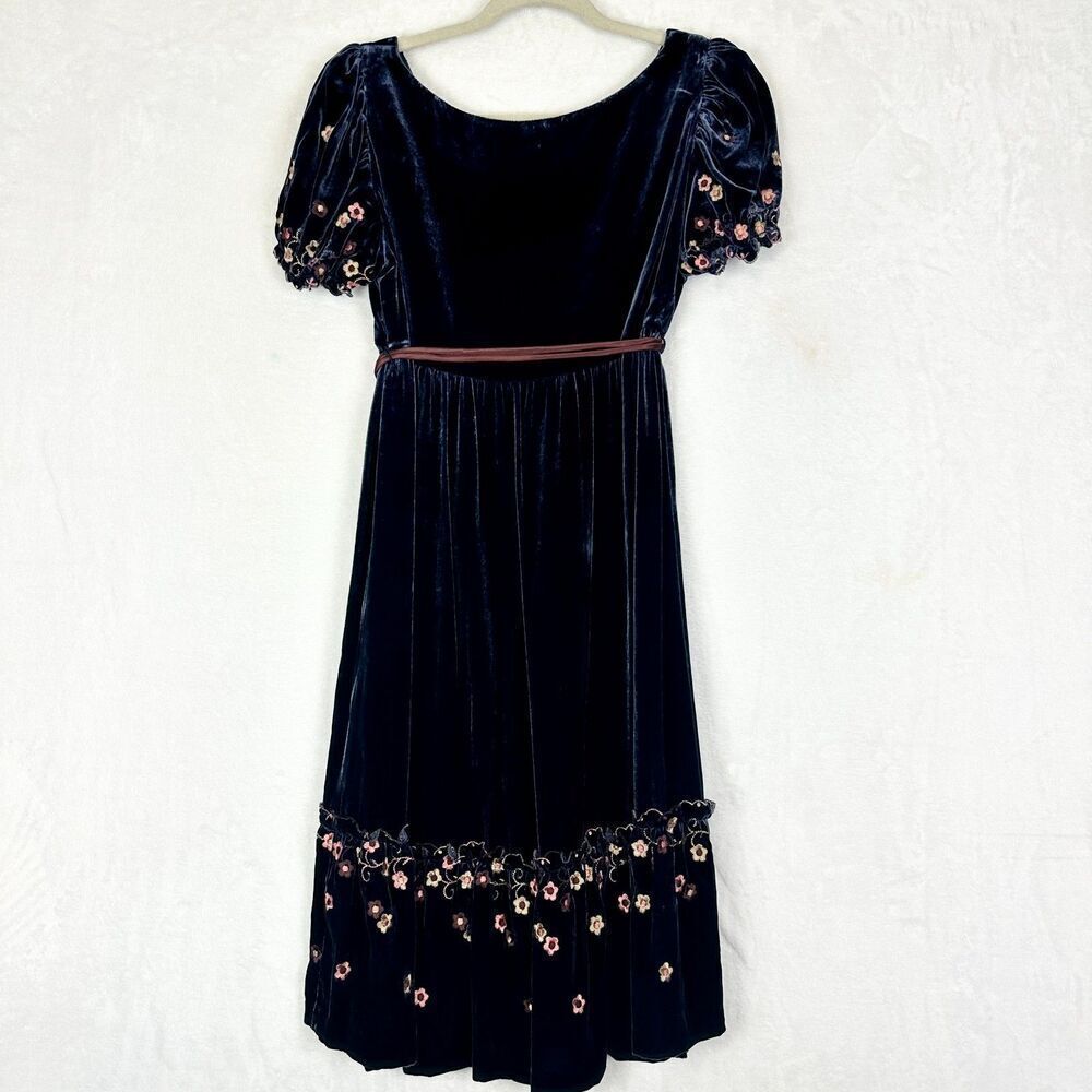 Betsey Johnson New York Vintage Y2K Velvet Mini Dress Size 10 NWT Milkmaid - Picture 2 of 8